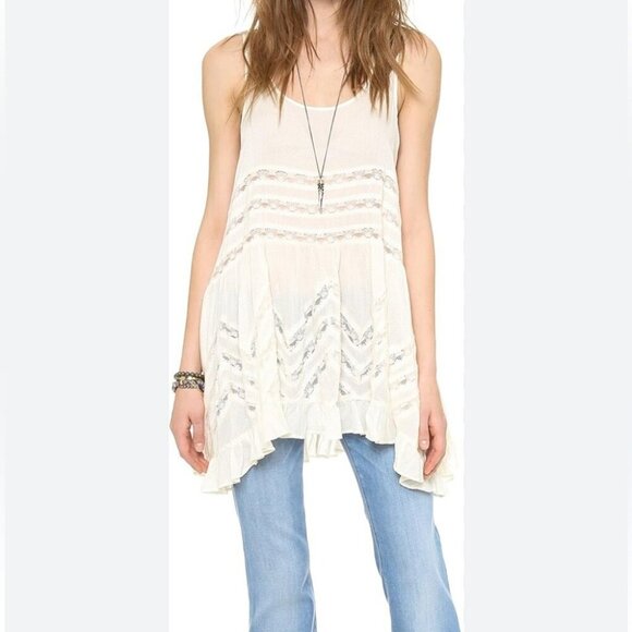 [M] Free People Voile and Lace Trapeze Slip Dress- NWOT - Picture 1 of 9